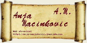 Anja Mačinković vizit kartica